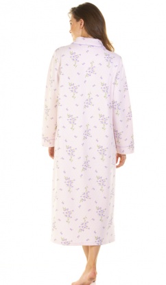 La Marquise Primrose In Bloom Cotton Rich Mock Quilt Long Sleeve Button Through Housecoat